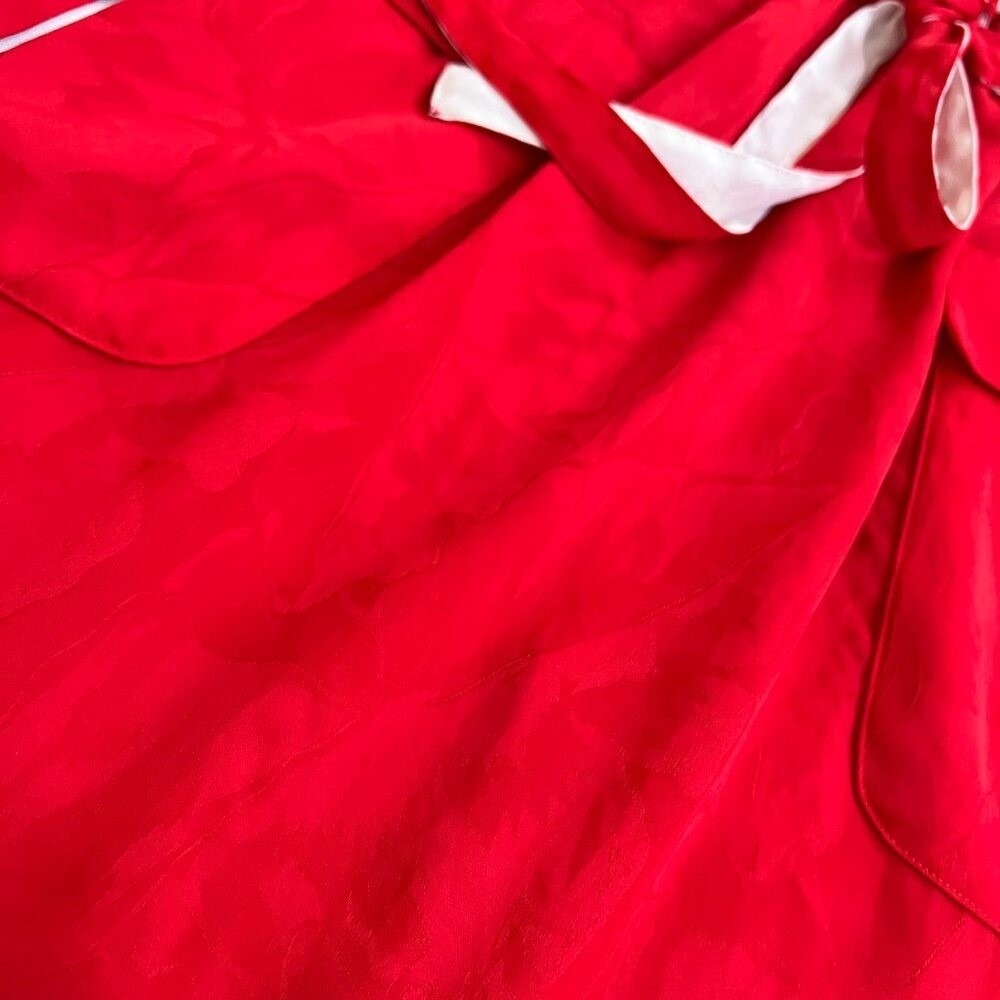 Leslie Fay Vtg Dress Holiday Red Midi Gold Preppy Button Old Money 14 Gma Santa - Picture 8 of 11